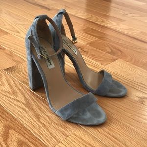 Steve Madden Carson Blue Suede Ankle Strap Heels